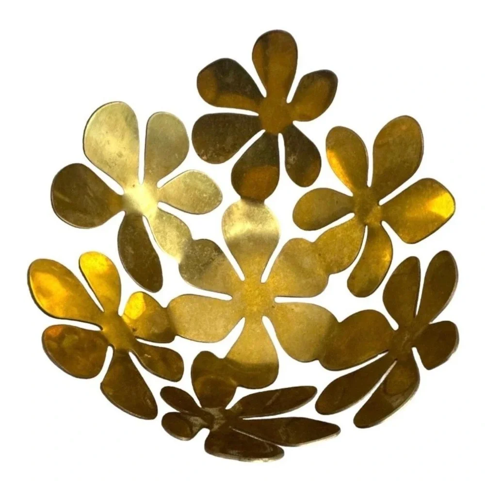 IKEA Brass Flower Bowl Daisy Decor 8in Gold Excellent MCM Petal Design